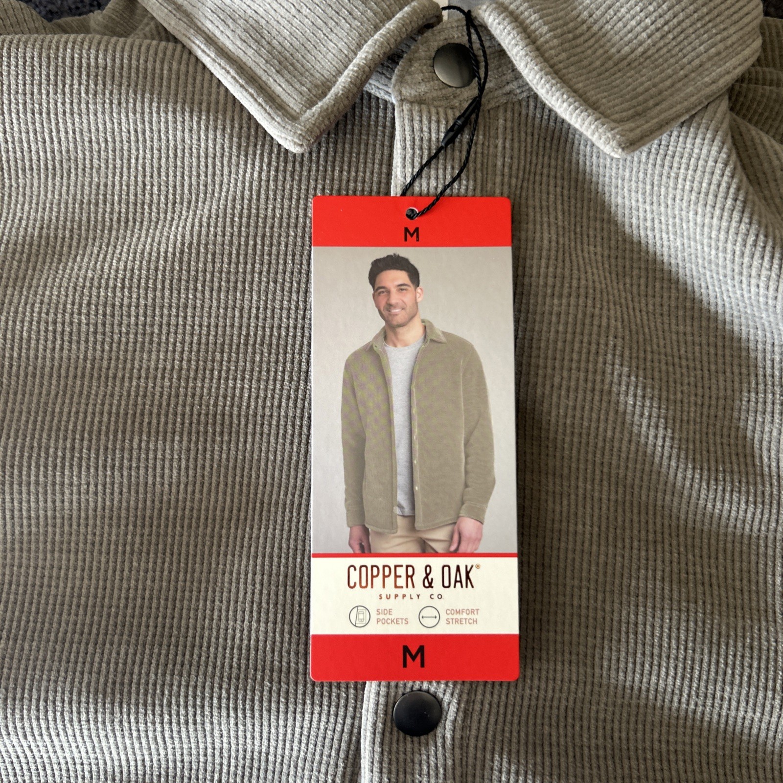 Copper & Oak Men’s Side Pocket Comfort Stretch Jacket, Brown, Size M