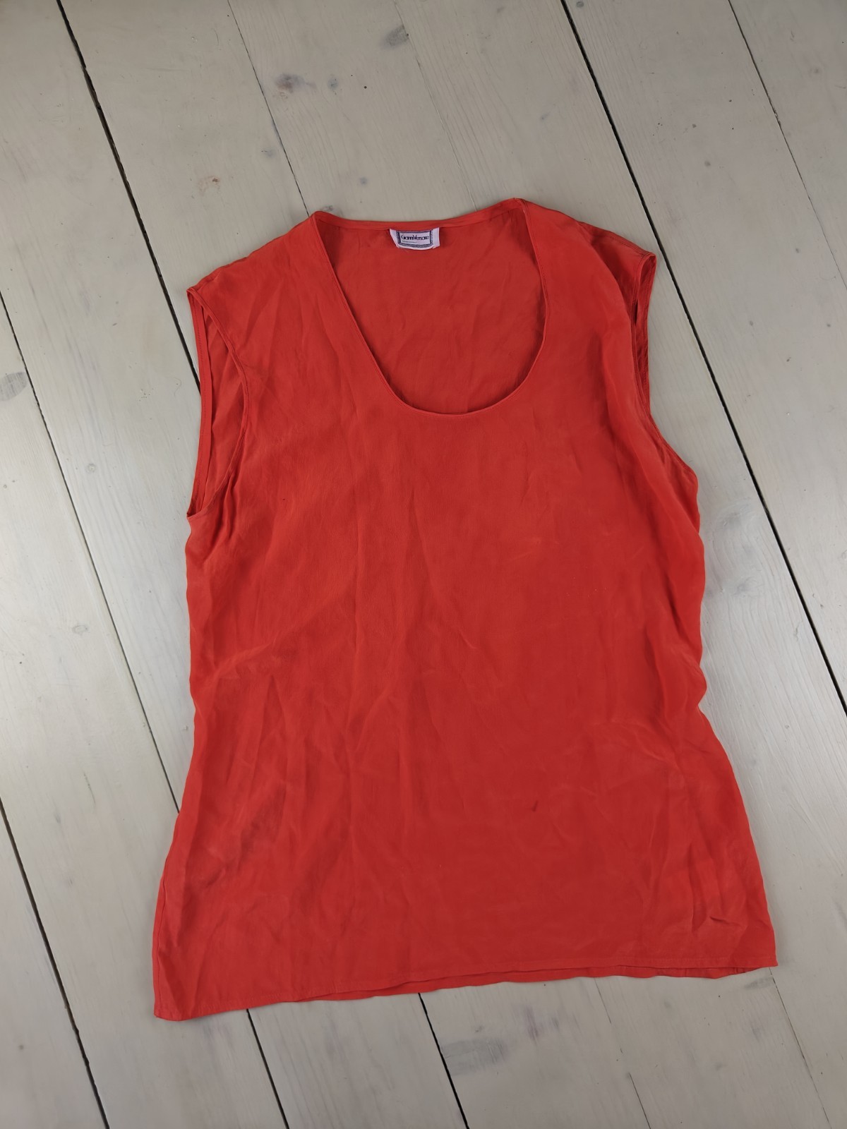 Vintage Gianni Versace 100% Silk Tank Top Orange Sleeveless Blouse Size IT 44