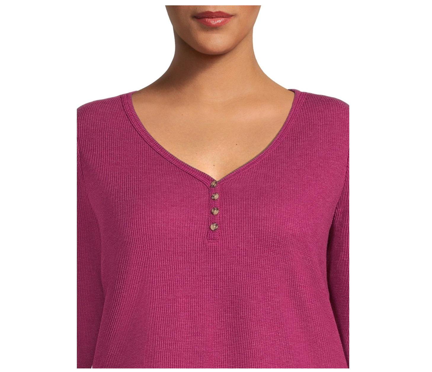 Terra & Sky Women’s Plus Size Long Sleeve Waffle Top – CHOOSE COLOR, 1X-5X