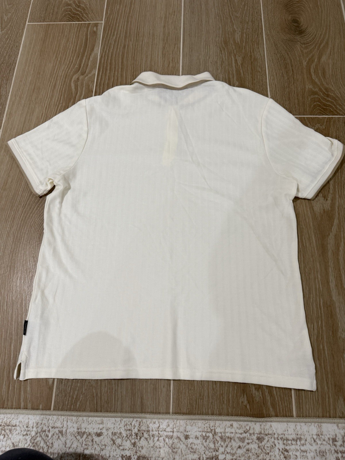Ben Sherman Cream Knit XL Short Sleeve Mens Polo with Contrast Trim
