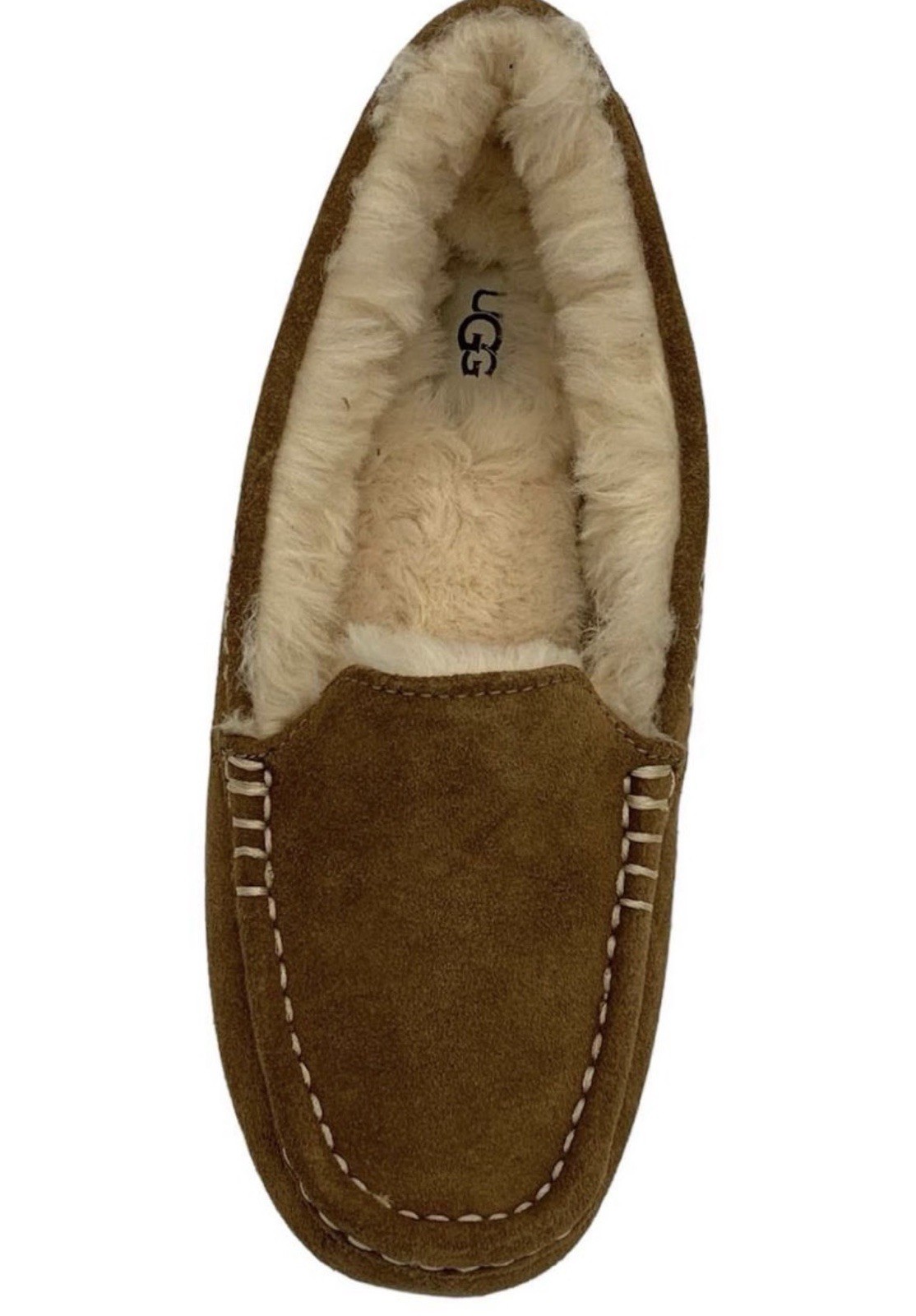 UGG Ansley Womens US 7 Brown Suede Shearling Lined Moccasin Slippers