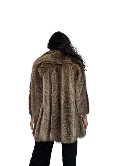 Vintage Brown Groundhog Fur Coat