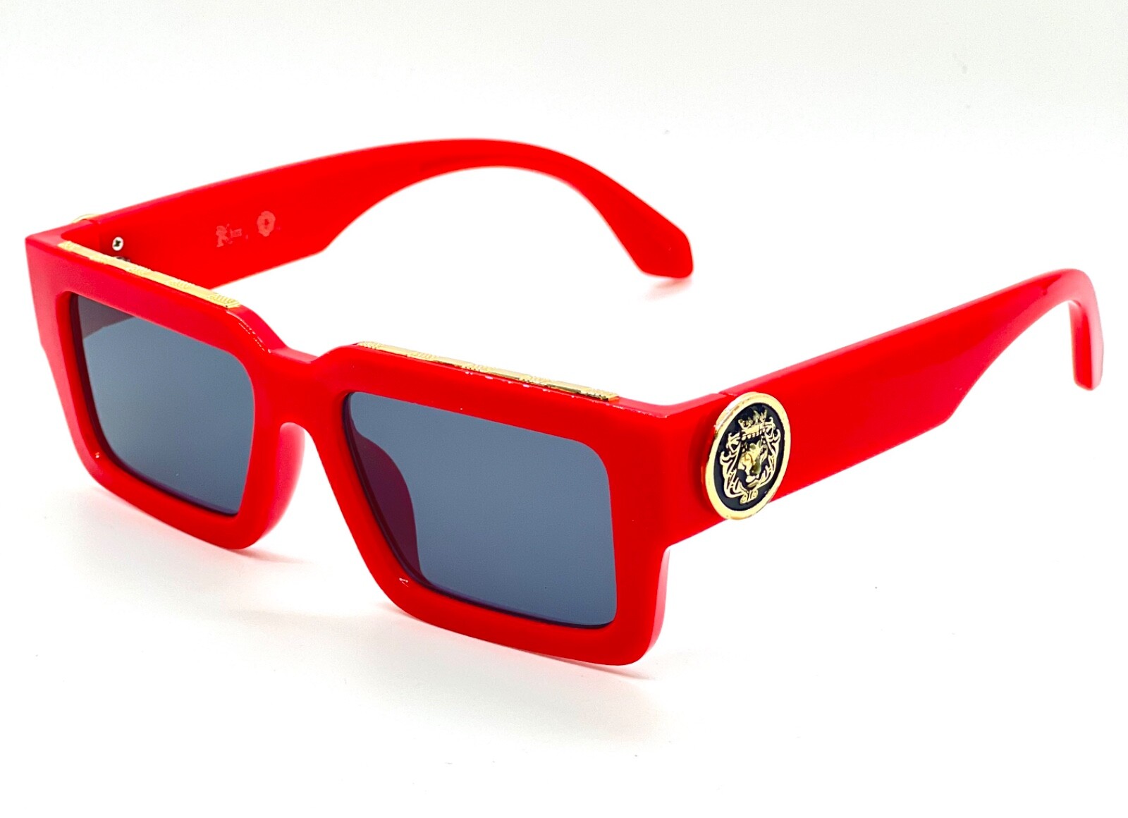 MEN GOLD LION HEAD MEDALLION SUNGLASSES CLASSIC CASUAL RETRO DESIGNER OUTDOOR