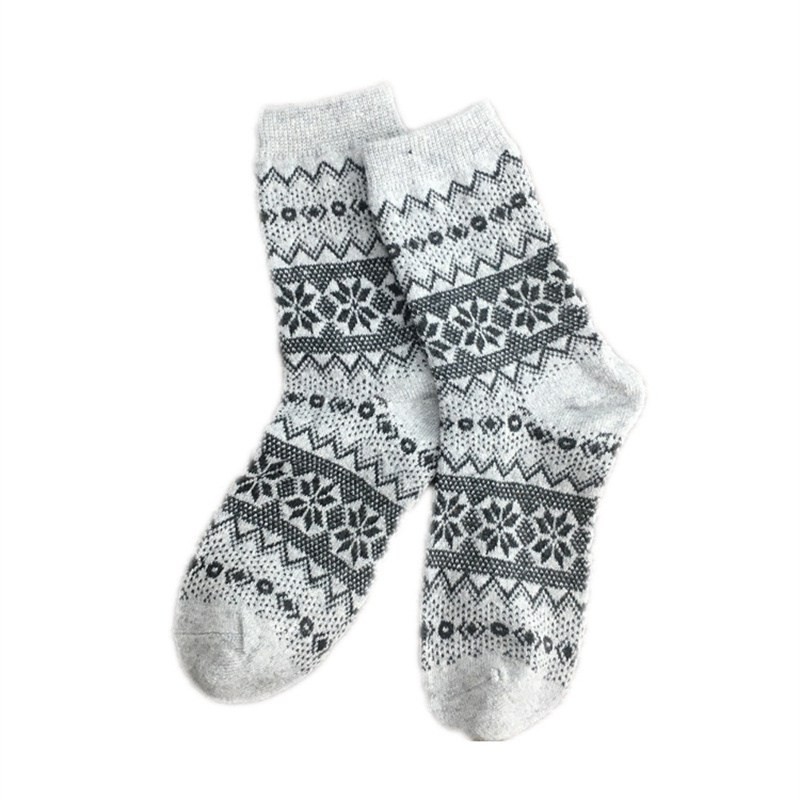 Knitted Crew Socks+ 4%Sheep wool Blend Cashmere 5 Pairs Thick Winter Nordic Warm