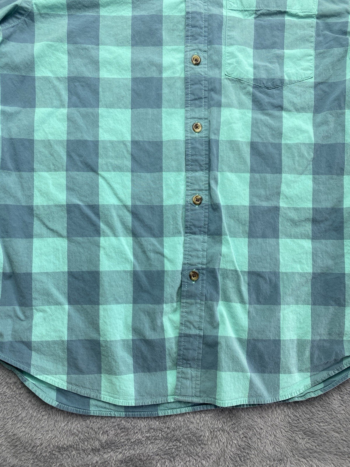 Old Navy Teal/Blue/Green Plaid Button Down Shirt Mens Regular Sz L