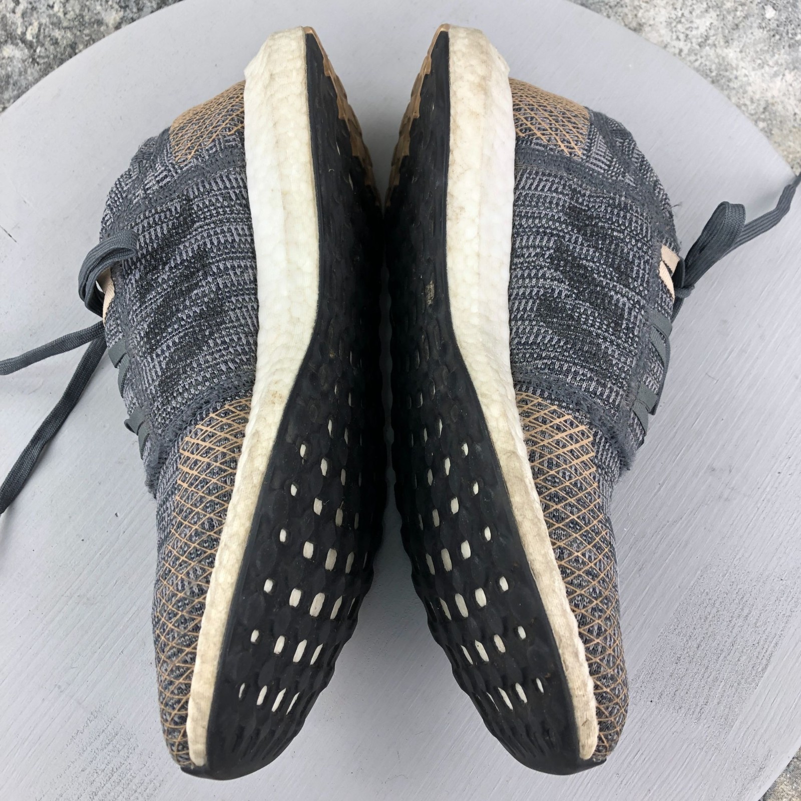 Adidas Men’s Size 8 PureBoost Go Grey Pale Nude Lace-Up Running Sneakers B37806