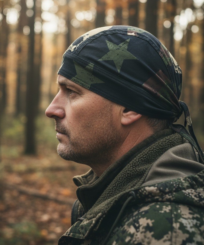 Camouflage Skull Star Patriot Moisture Wicking Stretch Head Wrap Biker Durag Cap