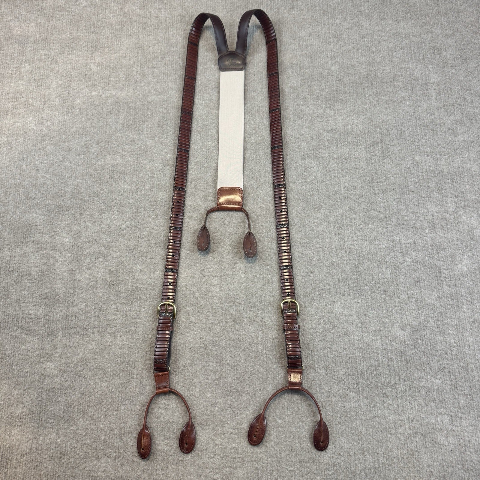 Torino Leather Braces Suspenders Mens Dark Brown 3/4″ Calfskin Strap Made in USA