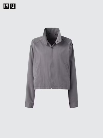UNIQLO U Cotton Blend Short Blouson Natural Dark Brown Purple Women 484032 NWT