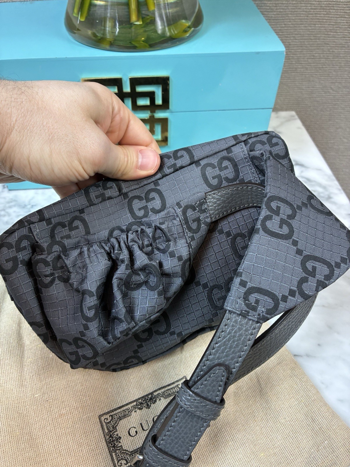 Gucci GG Ripstop Gray & Black Unisex Fabric Belt Bag Size 80cm – NWT Authentic