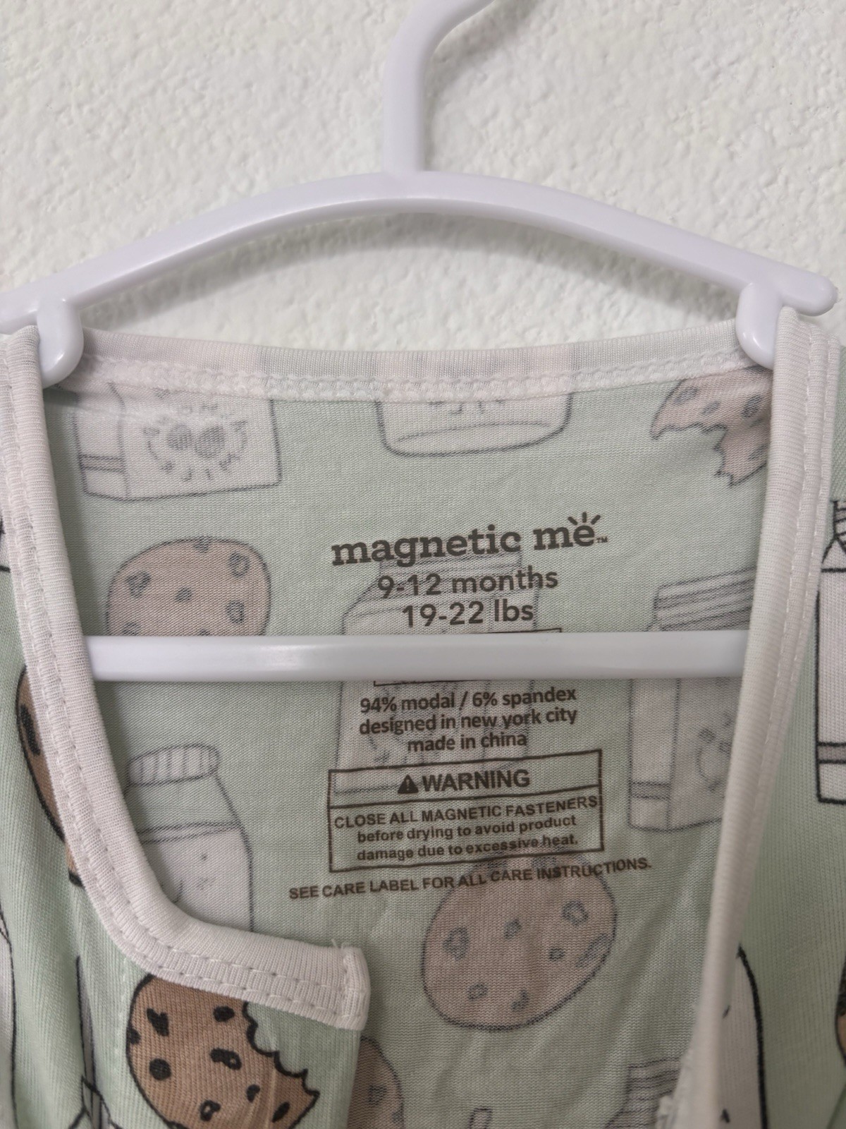 Magnetic Me Milk & Cookies Print Long Sleeve One-Piece Sleeper 9-12 Months