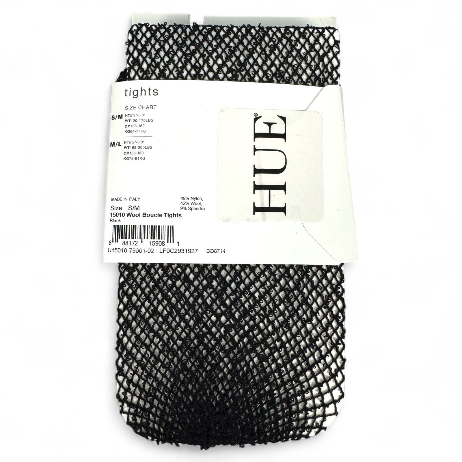 HUE Womens Black Wool Boucle Fishnet Tights Size S/M