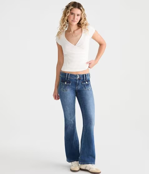 Aeropostale Low Rise Flare Jeans Short/Regular Size 000-20
