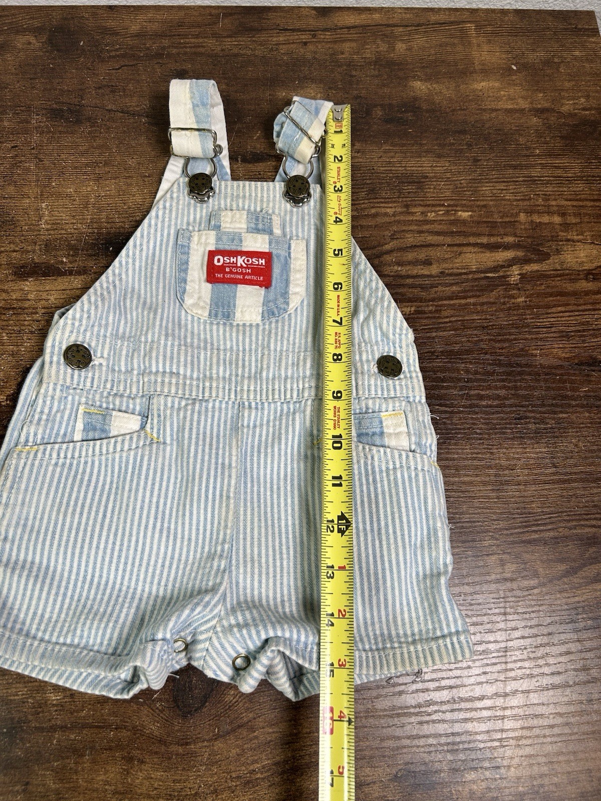 OSHKOSH B’gosh Blue White Striped Overall Shorts Size 12 months