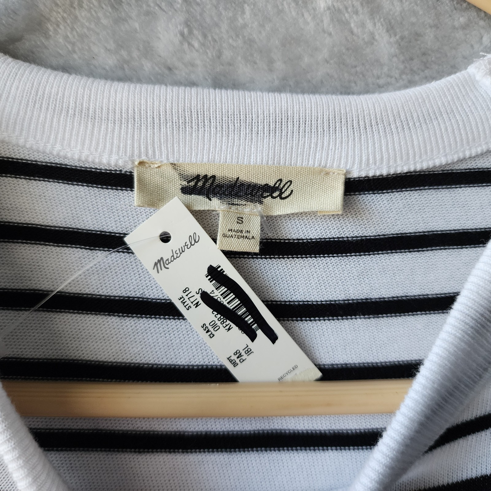 Madewell Top Womens Size Small Relaxed Raglan Cotton Jersey Black Striped NWT