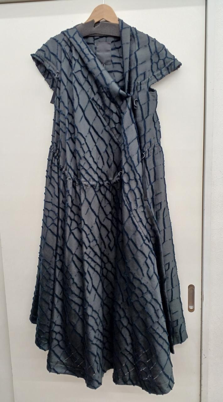 Black Cotton Blend One-Shoulder Dress 55cm Shoulder 132cm Length UK2