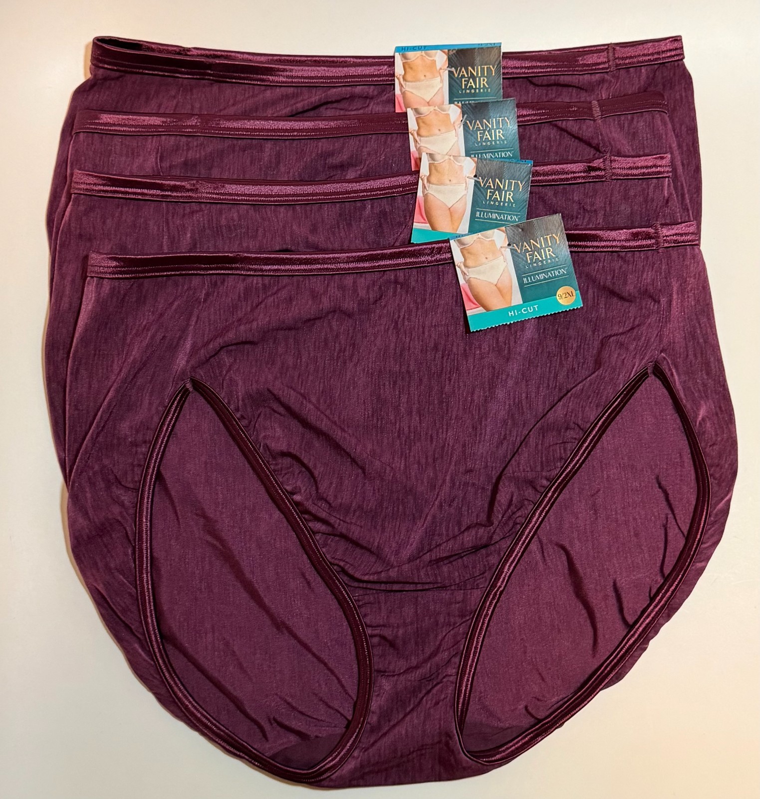 NWT 4 Vanity Fair Illuminations Hi Cut Panties 13108 Sophisticated Plum 9/2XL