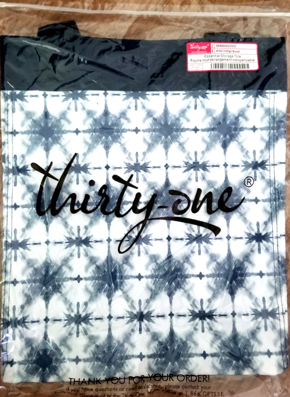 NEW! Thirty One Essential Storage Tote Black Windowpane Plaid Moosin Around 31