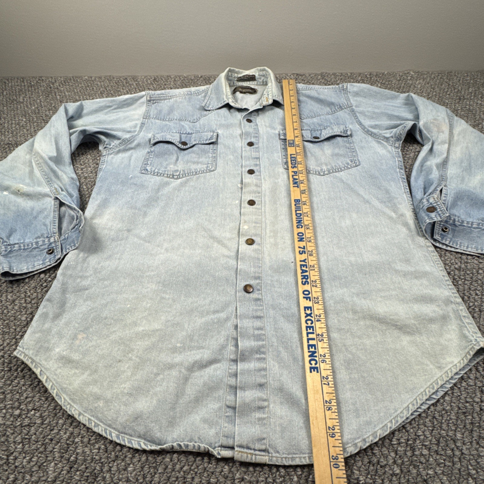Vtg Plainsman Western Shirt M Snap Cowboy Rockabilly Grunge Extra Long Tails
