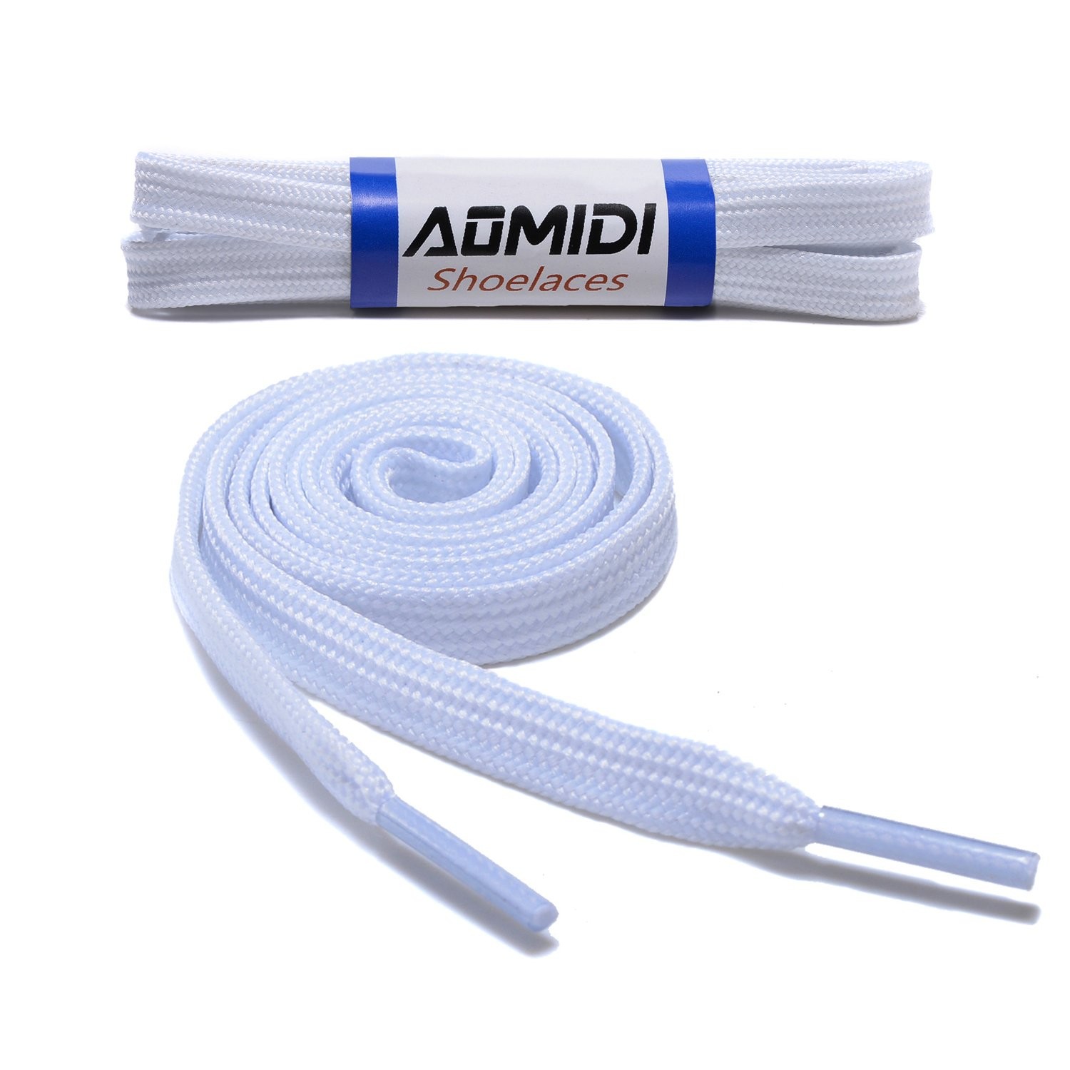 AOMIDI Flat Shoelaces Wide Shoes Lace 2 Pairs 54″ inches (137 cm), White
