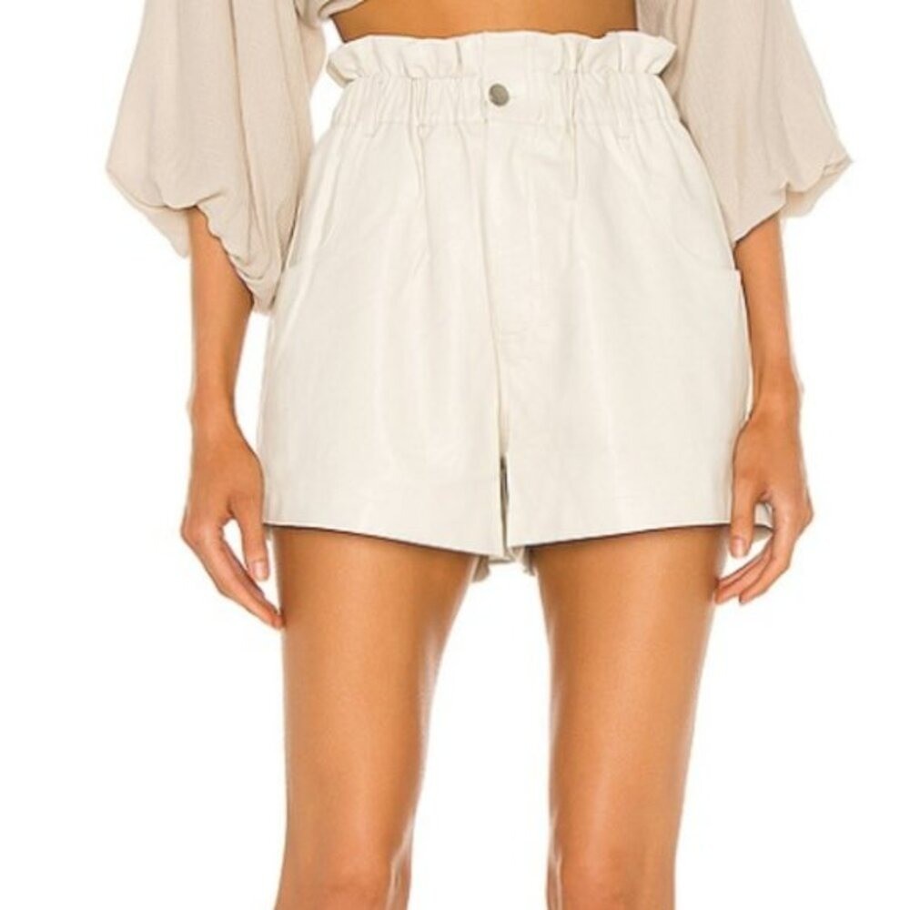 Astr Petunia Faux Leather Shorts in Sand Size M