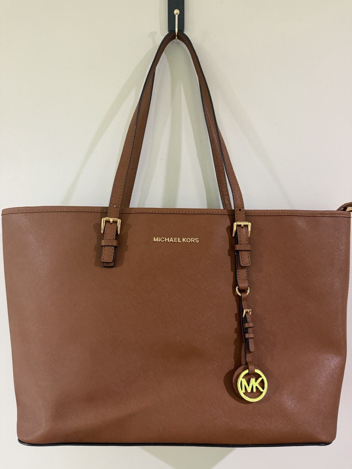MICHAEL KORS SAFFIANO LEATHER TOTE BAG Large Brown