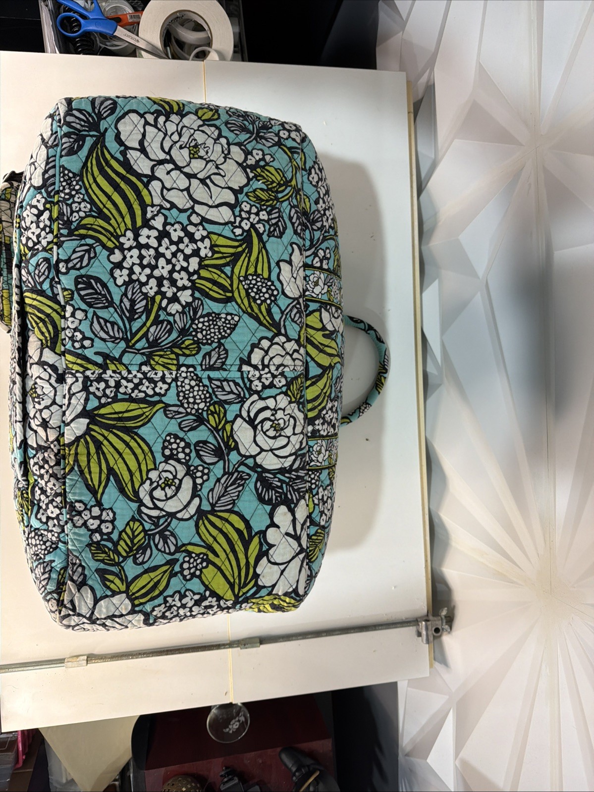 Vera Bradley Island Blooms Weekender Duffle Floral Bag Blue Green FREE S&H