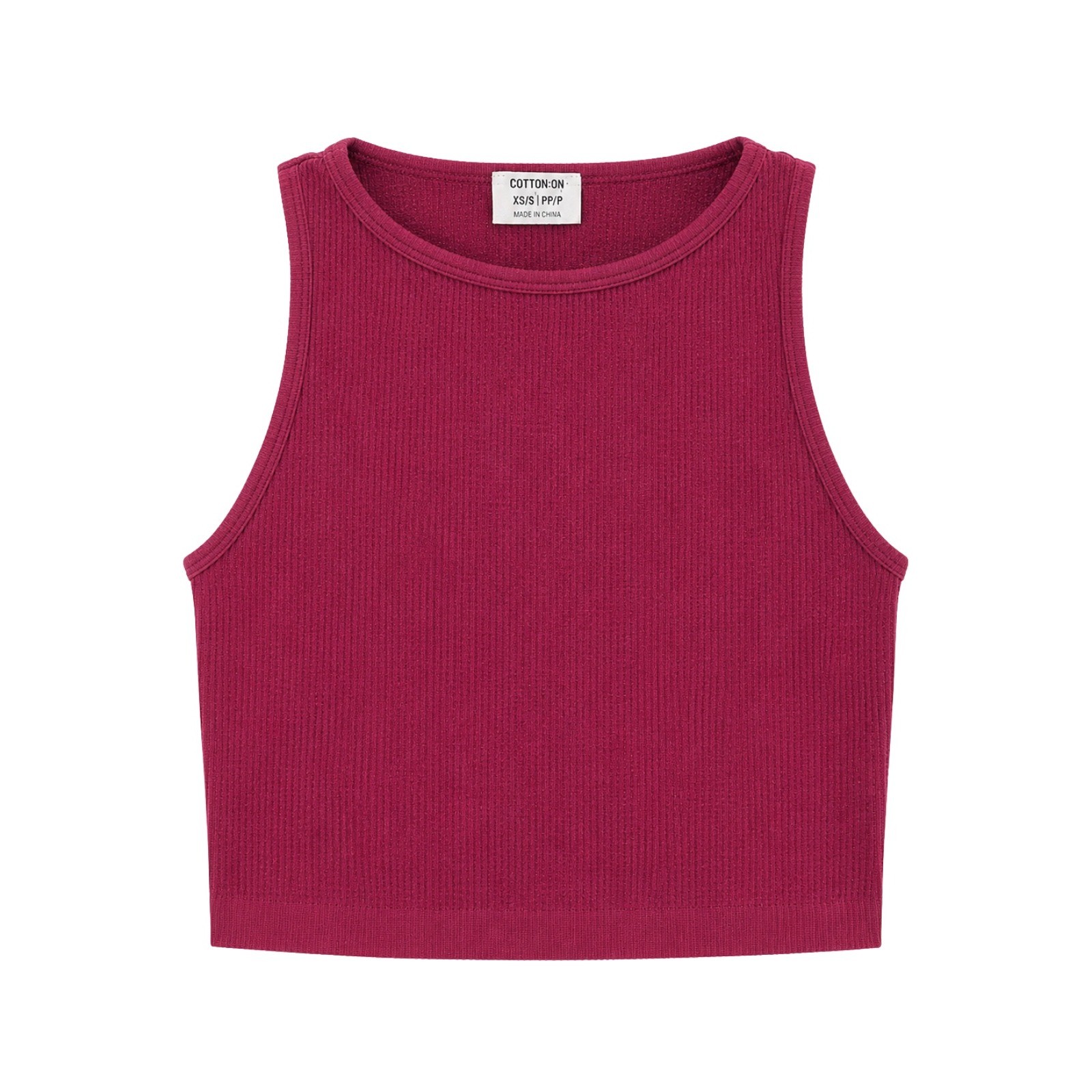 Cotton On Women Burgundy Ribbed Seamless Crop Tank Top XS/S