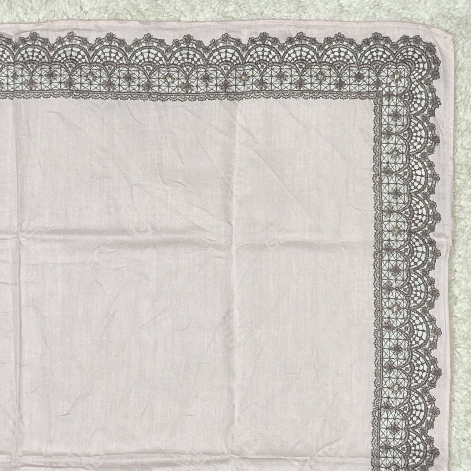 Givenchy Pocket Square Cotton Lace Border Pink Handkerchief 22“X22”