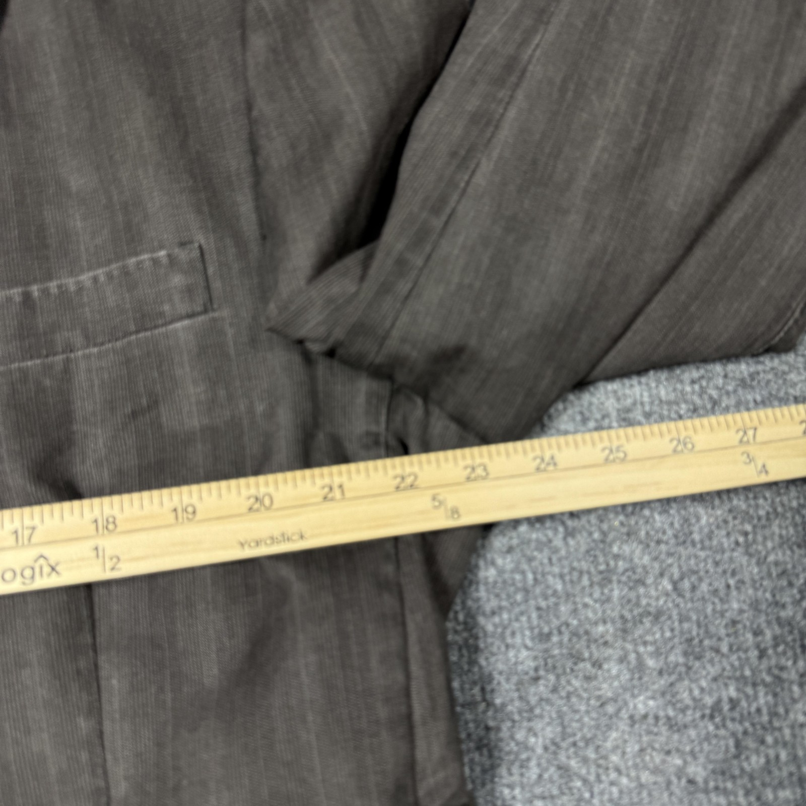 Kroon Blazer Mens 44R Brown Stripe Casual Sport Coat Jacket Lined Spring Patch