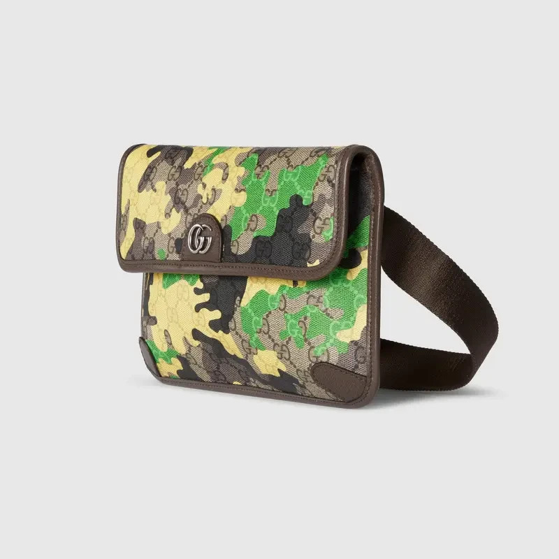 Gucci GG Supreme Monogram Camouflage Belt Bag Green/Yellow Authentic NWT