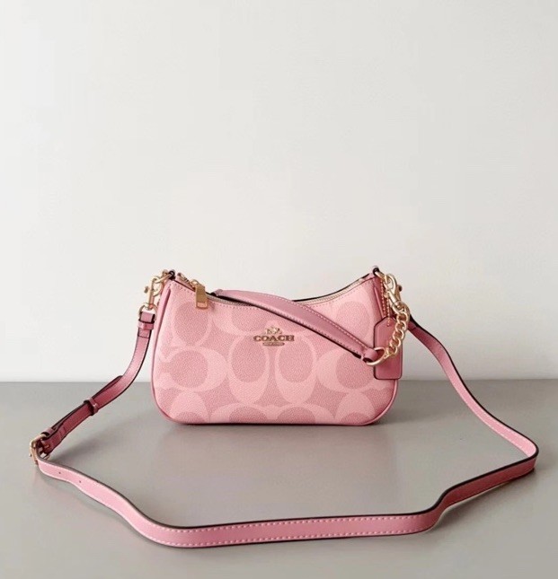 COACH Teri Shoulder Bag In signature canvas/Gold/Powder Pink New CAL51