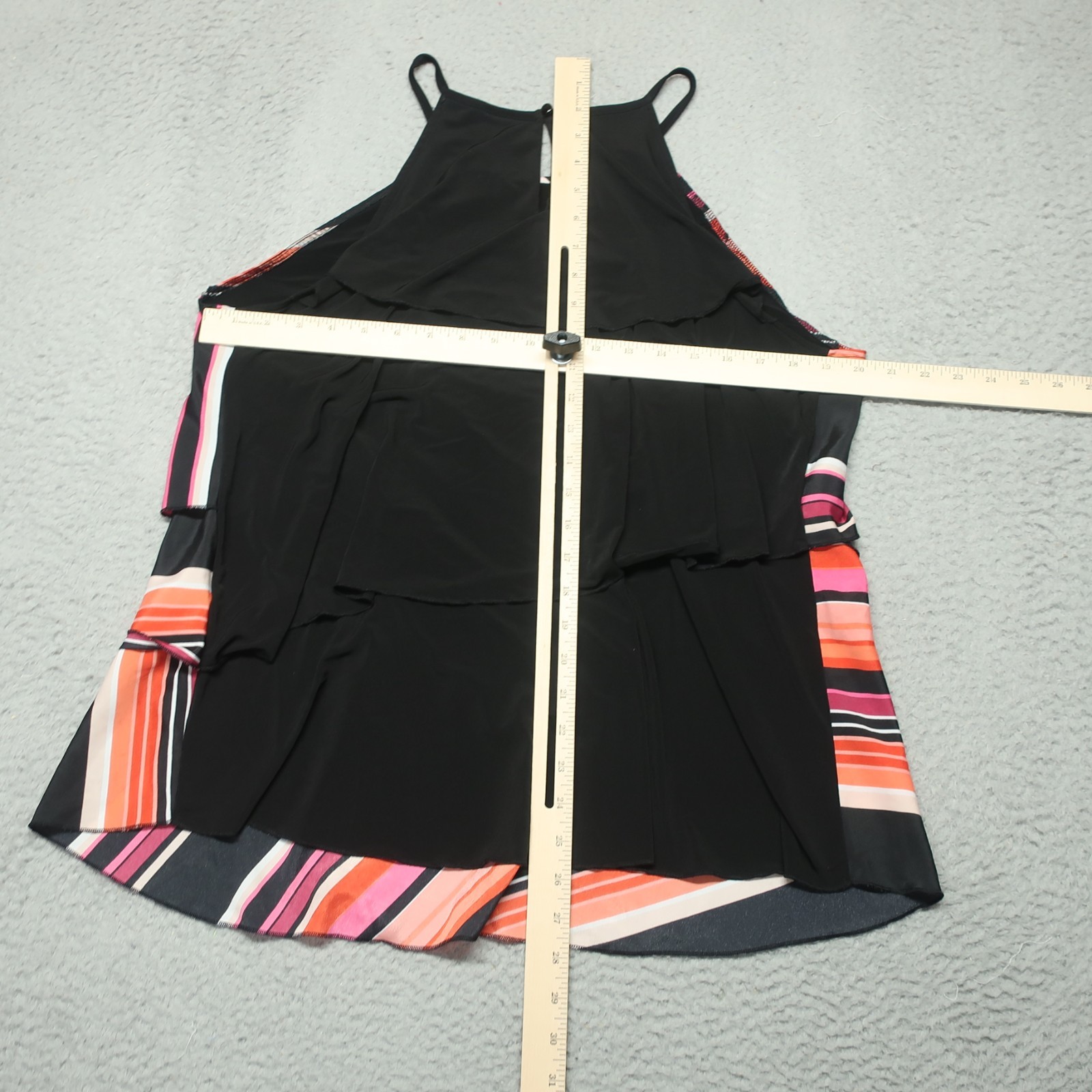 Worthington Blouse Top Womens XL Multicolor Striped Sleeveless Ruffle Tiered
