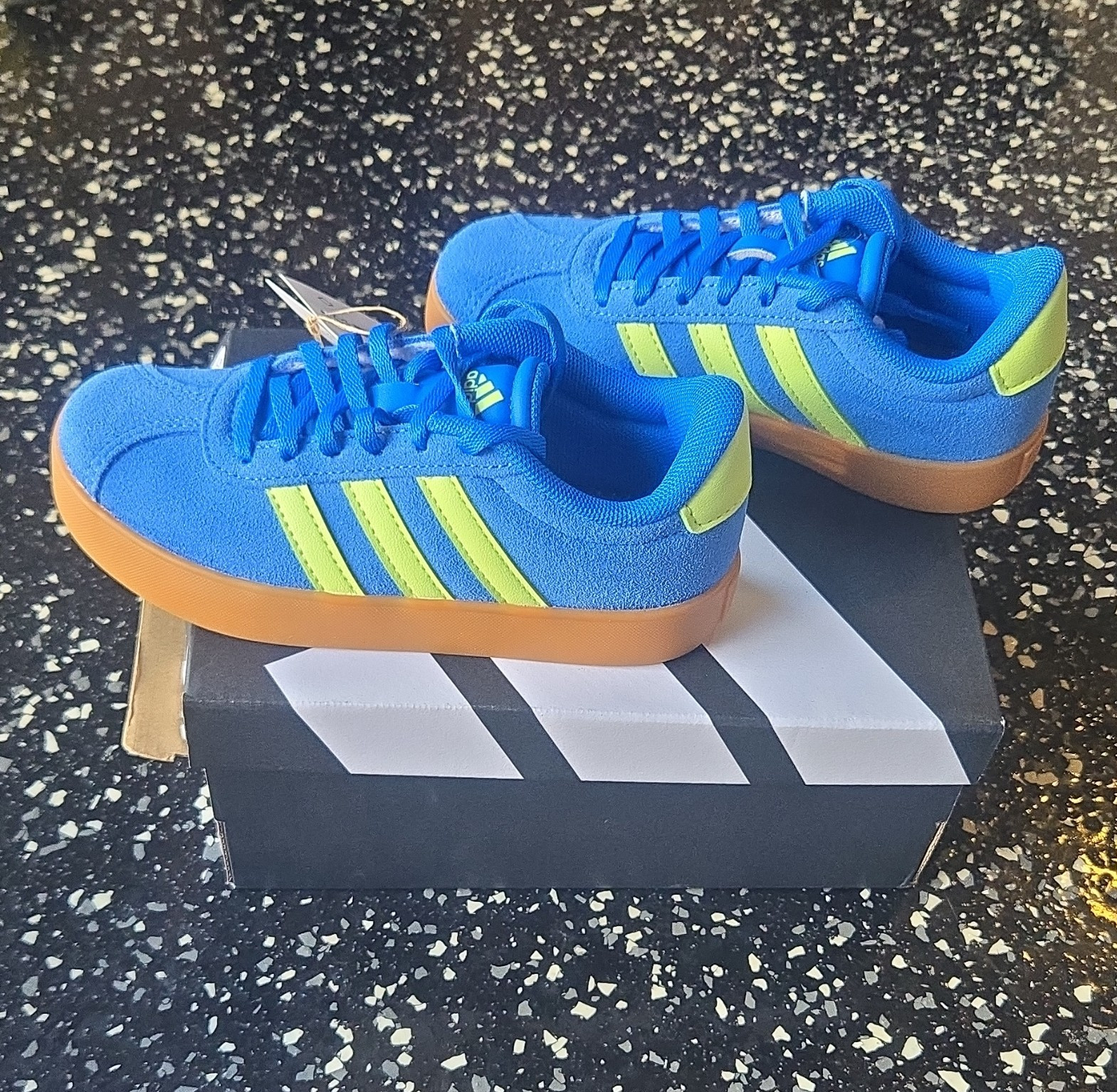 adidas VL Court 3.0 K Unisex Kids Athletic Sneaker Blue/Green/Gum US 12K IH3947