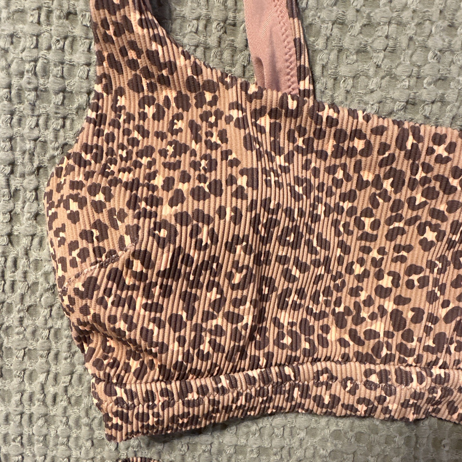 Aerie Ribbed Leopard 2-Piece Bikini Set Bralette Top Cheeky Bottom XS/S