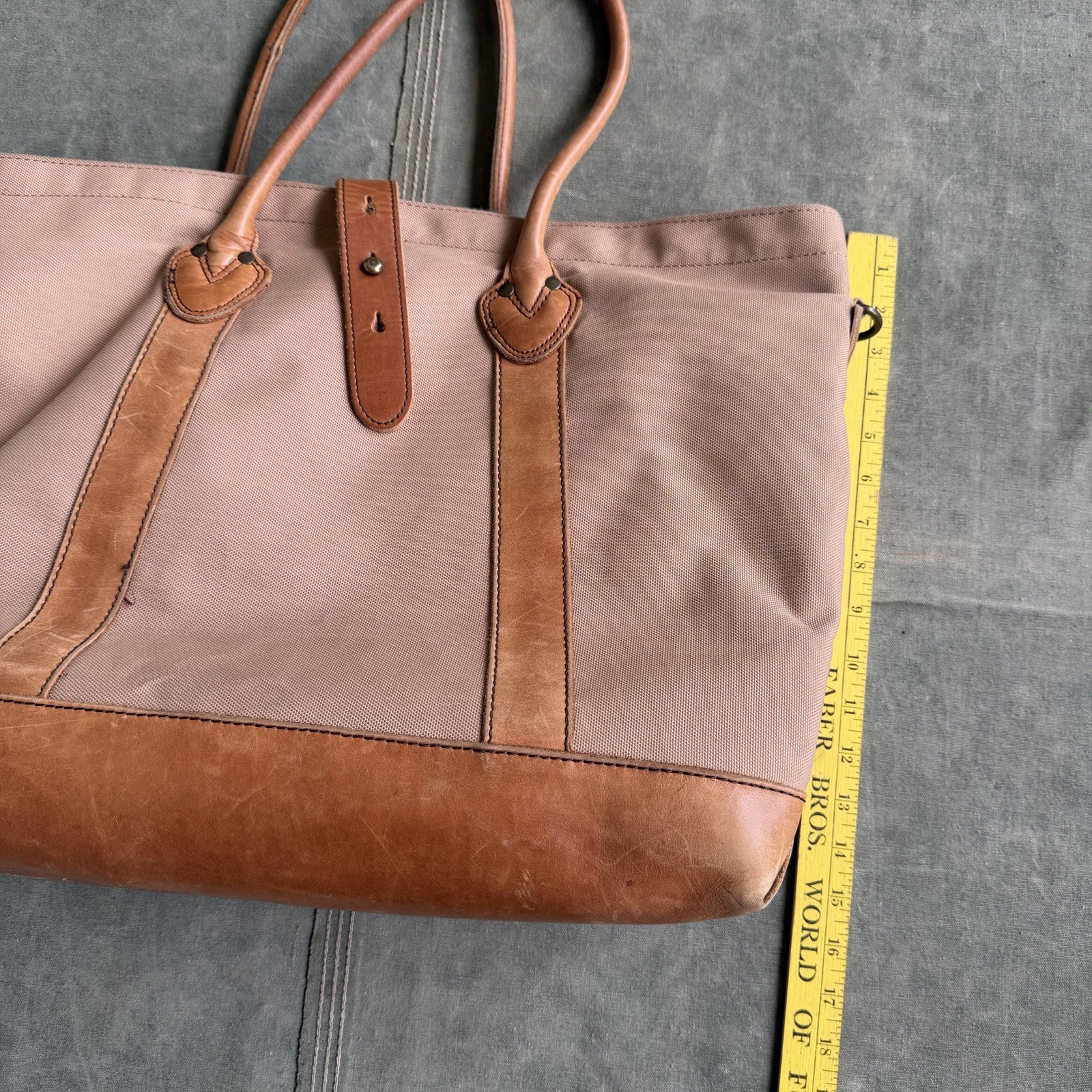 LL Bean Signature Boat And Tote Canvas Leather Strap Shoulder Duffle Boston Bag