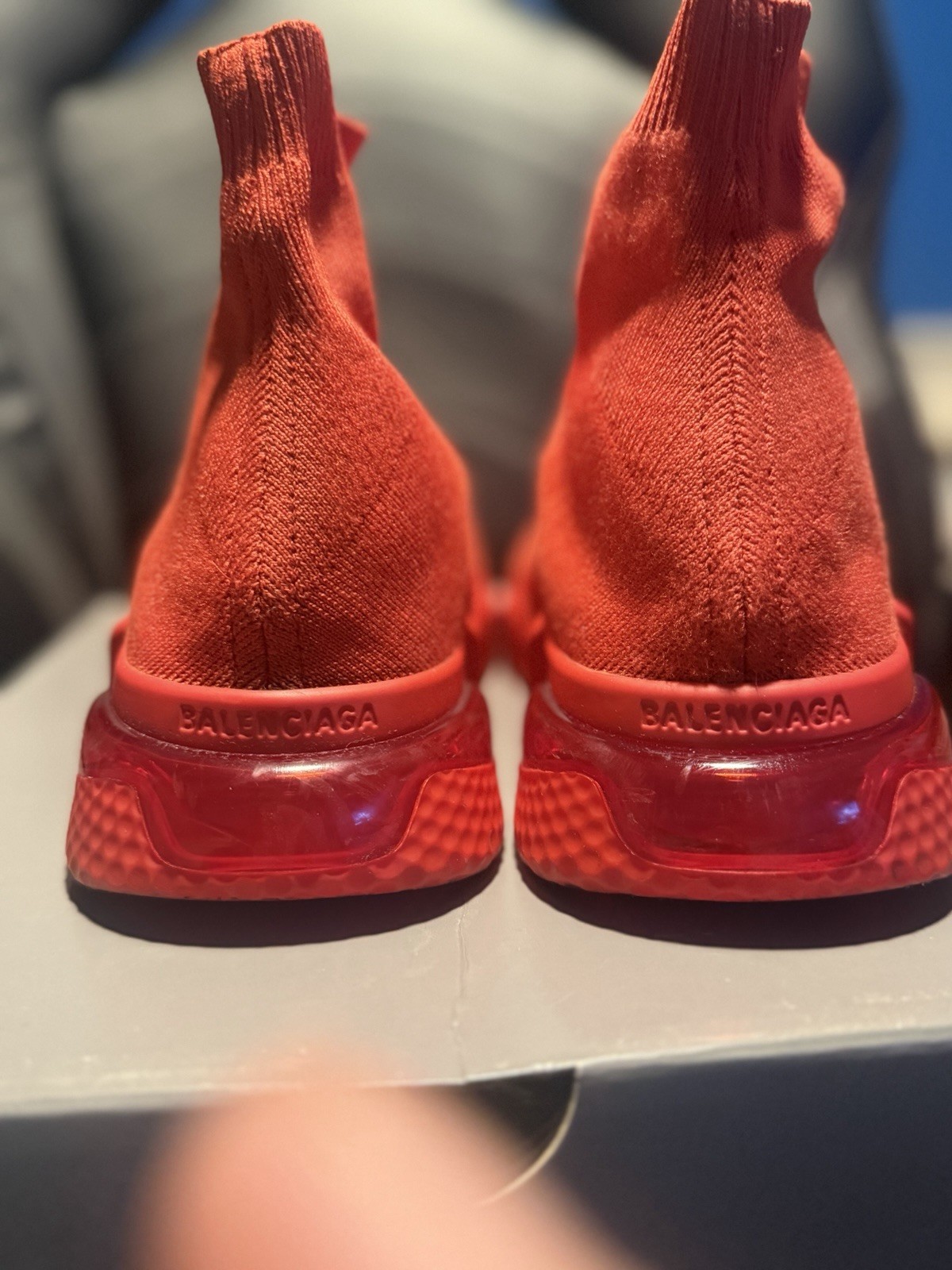 Balenciaga Speed Trainer Red Men’s Mid Top Slip-On Athletic Sneaker