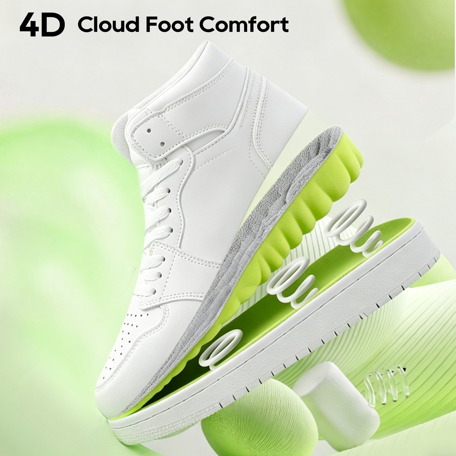 4D Cloud Height Increasing Insoles Anti-Stink & Sweat-Absorb Unisex for US 7-12
