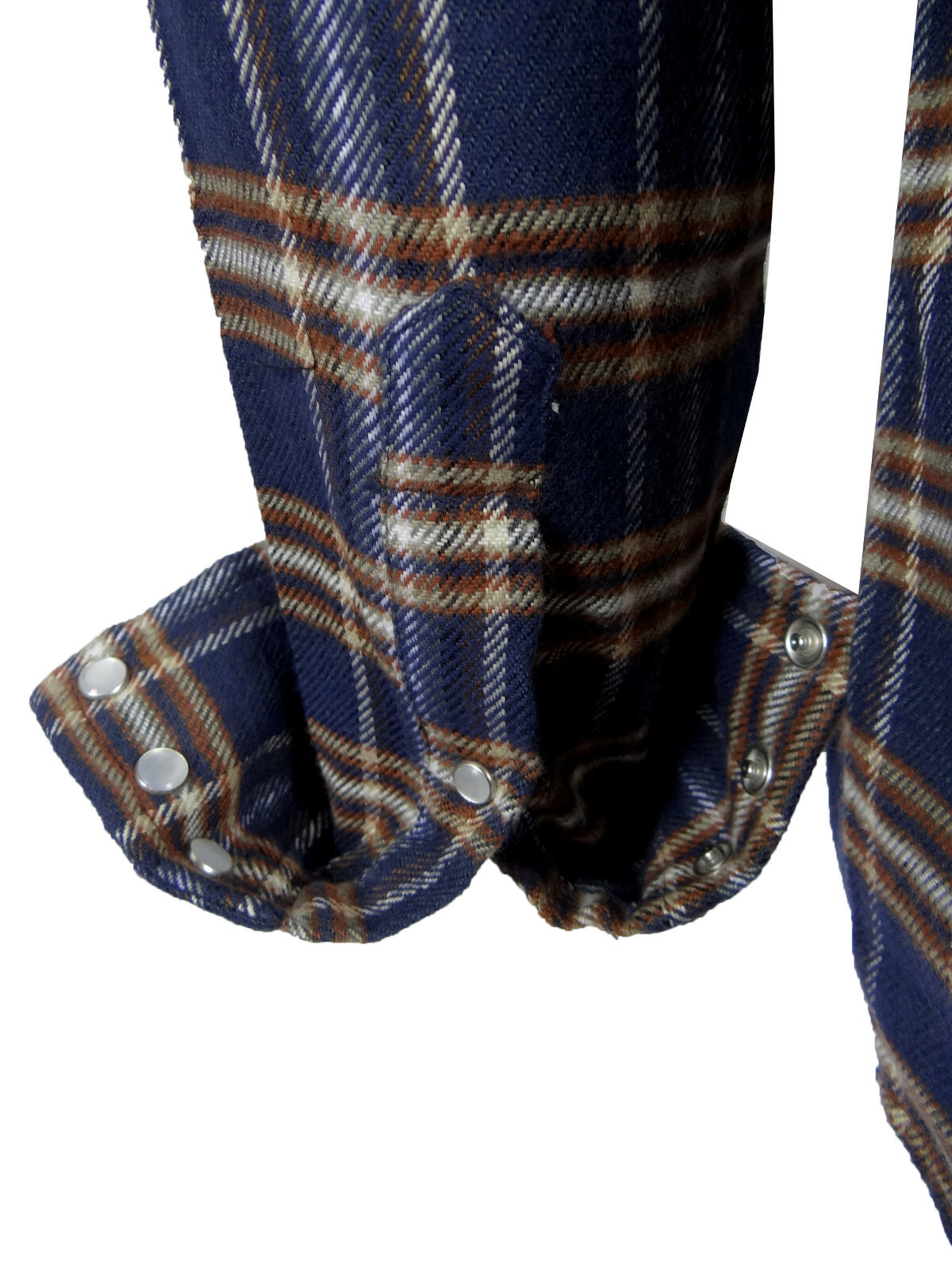 Workwear Thick Flannel Plaid Shirt Mens Rugged Brawny Snap Flap Pockets Western