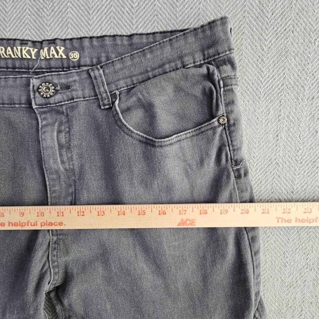 Franky Max Jeans Men’s W36 L30 Tapered Gray Wash Moto Biker Reinforcement Denim
