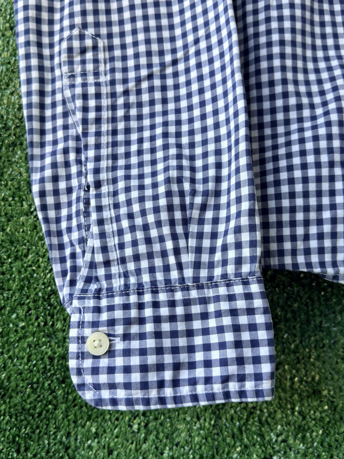 Abercrombie & Fitch Muscle Fit Gingham Shirt Men L Navy White Check Long Sleeve