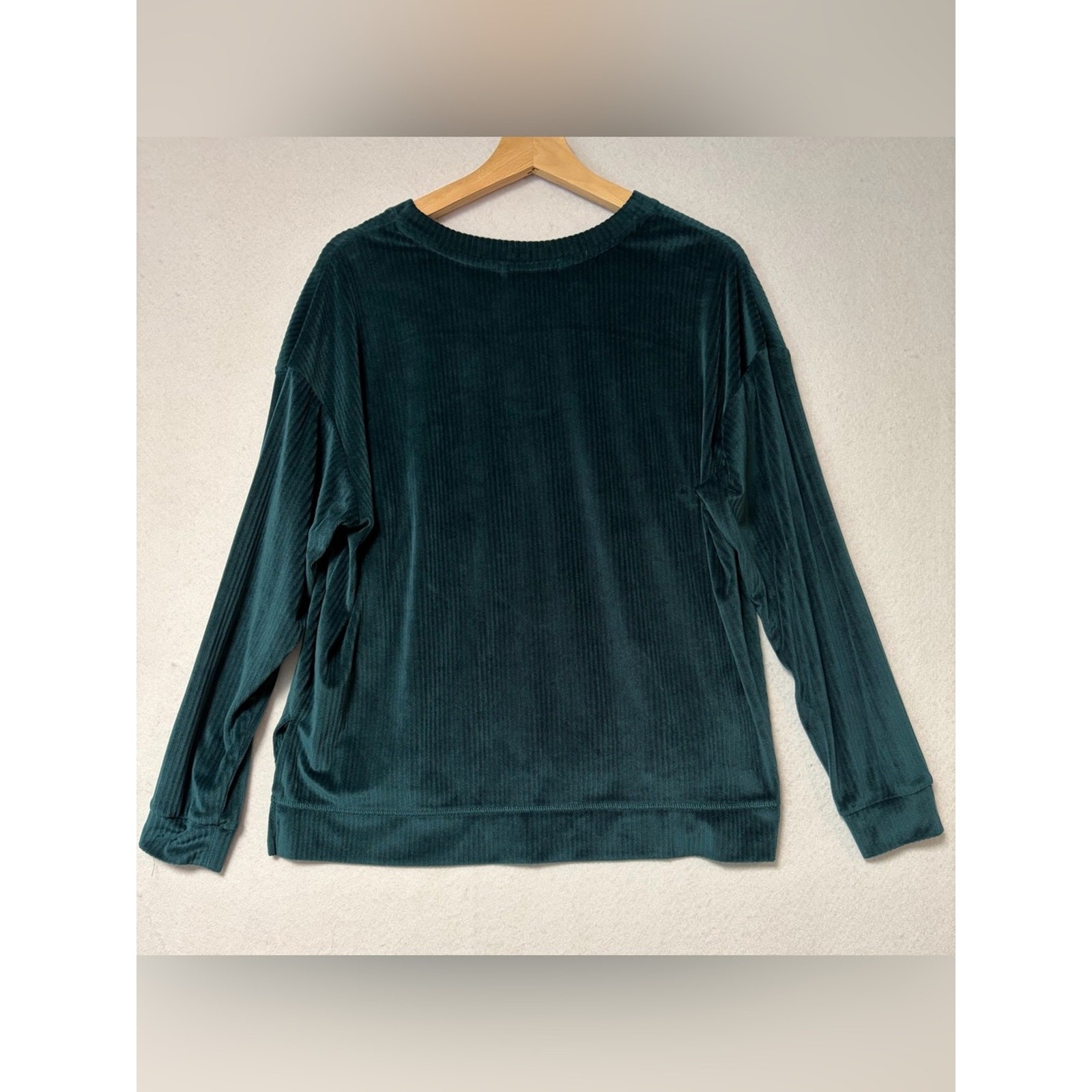 Z Supply Ribbed Velour Loungewear Set Emerald Green Pullover Wide Leg XS NWOT