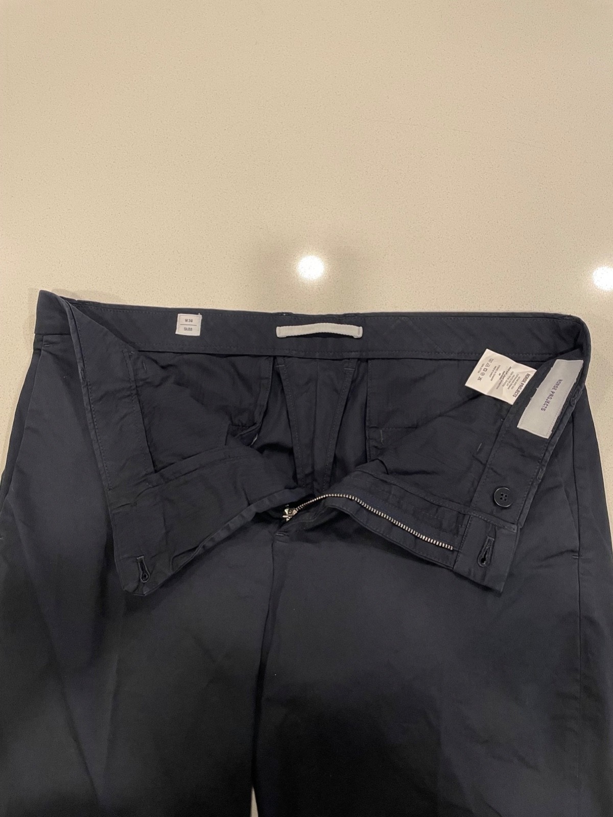 NEW Norse Projects Men’s Aros Slim Light Stretch Chinos 34W NEVER WORN Unhemmed