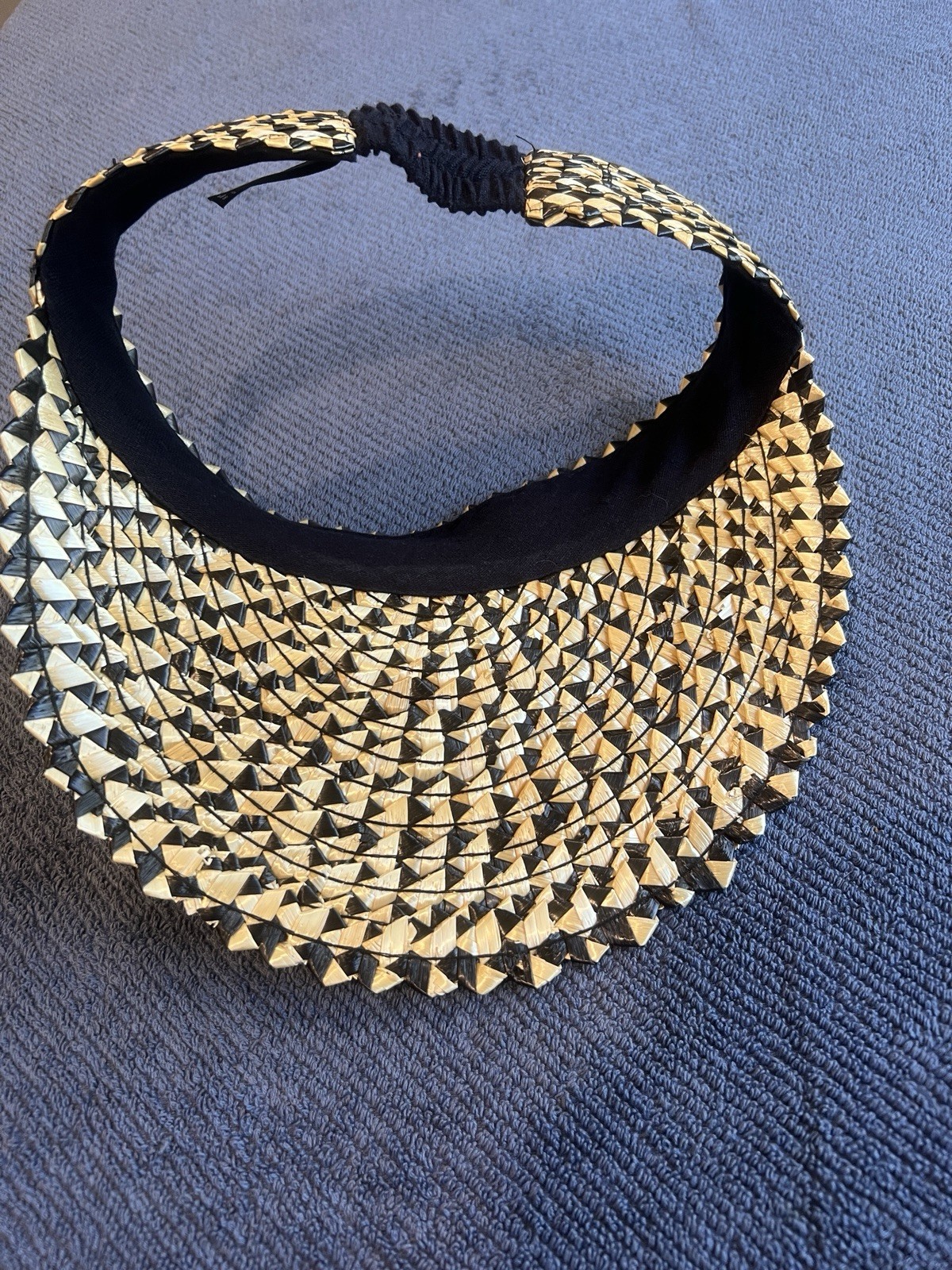 Hemlock Hat Co. Women’s Straw Visor Hat Beige/Black Geometric Adjustable OS
