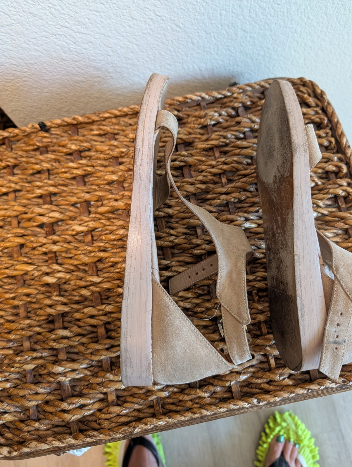 Ann Demeulemeester 36 1/2 Beige Leather Sandals Made In Italy
