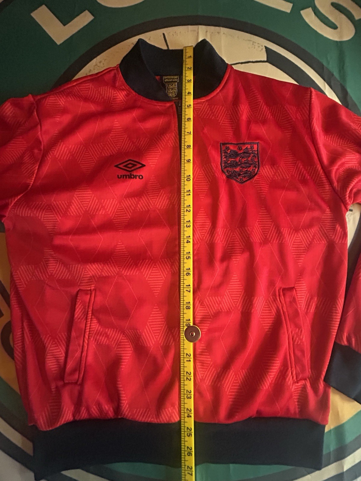 England Score Draw 1990 Red Track Jacket Large Men’s Retro Cool Top Red LGE