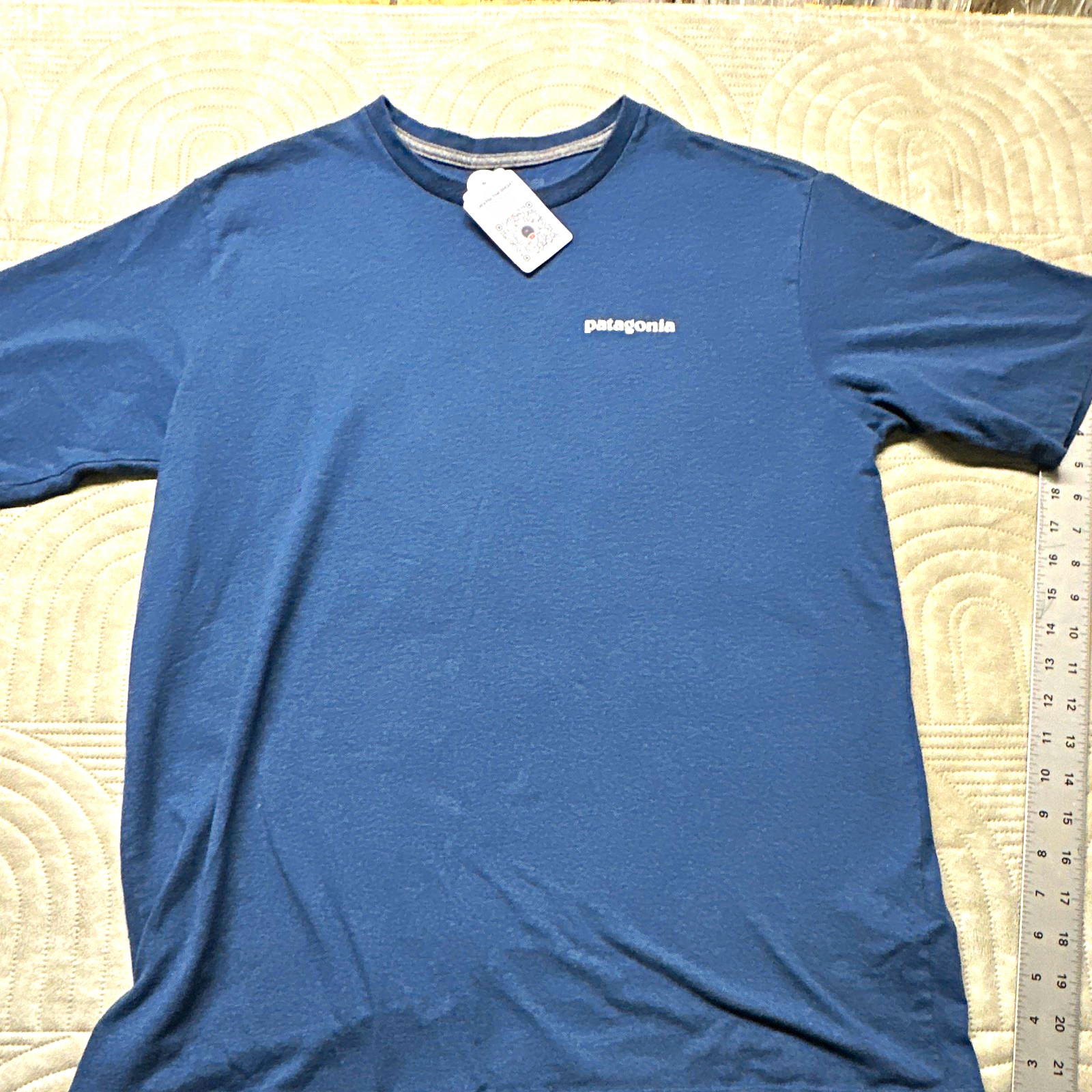 Patagonia Responsibili-Tee Men’s Blue Graphic Logo Cotton Blend Crew T-Shirt M