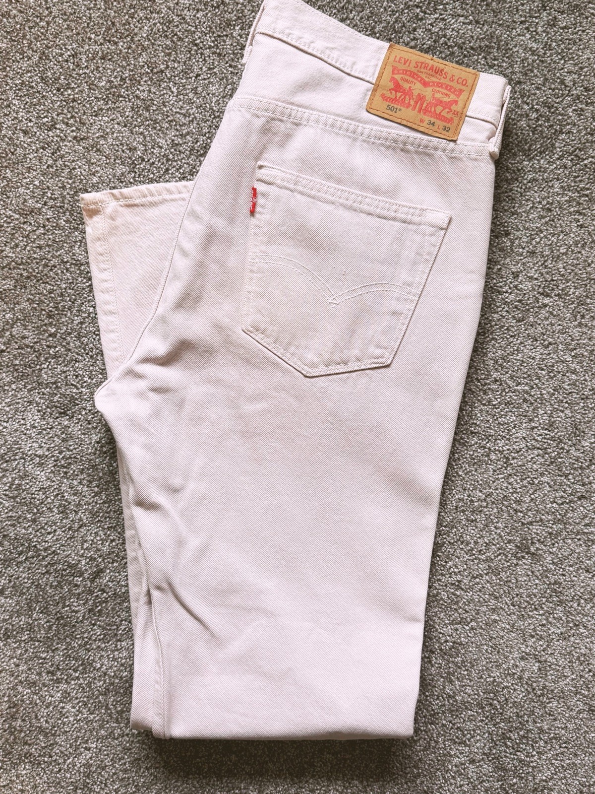 Levi’s 501 High Waisted Denim Jeans Made in Mexico 100% Cotton Color: Light Pink