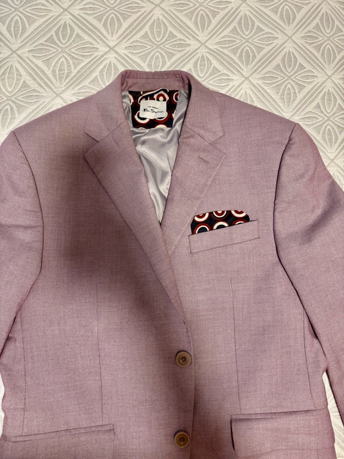 Ben Sherman Men’s Purple Solid 2-Piece Suit 38R Single-Breasted Pleated