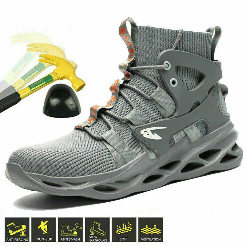 MENS WORK BOOTS STEEL TOE NON SLIP SAFETY SHOES SPORTS INDESTRUCTIBLE SNEAKERS